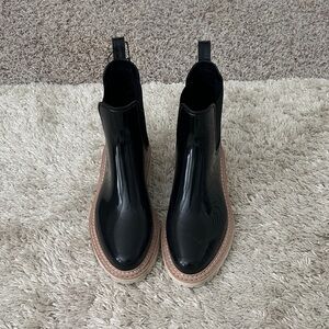 Dolce Vita Black Patent Chelsea Boot with Tan Trim